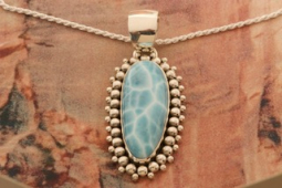 Genuine Larimar Sterling Silver Pendant by Artie Yellowhorse